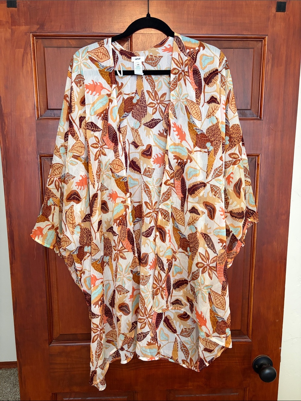 Aerie Lightweight Floral Leaf Print Kimono - Multi